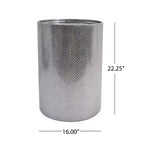 Tables d'appoint rondes modernes Okak avec marques de marteau, tables d'appoint cylindriques avec motif rainuré, tables de canapé pour salon, chambre, lot de 2