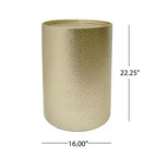Tables d'appoint rondes modernes Okak avec marques de marteau, tables d'appoint cylindriques avec motif rainuré, tables de canapé pour salon, chambre, lot de 2