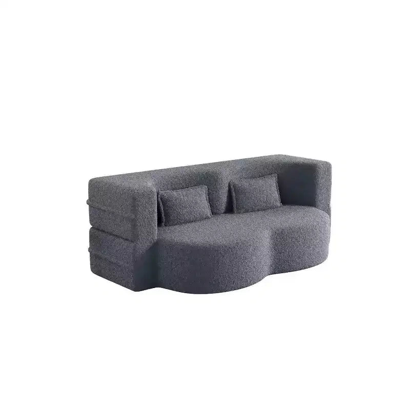 Canapé-lit convertible Boucle Homy Casa avec design incurvé et coussins moelleux, pour salon ou chambre d'amis