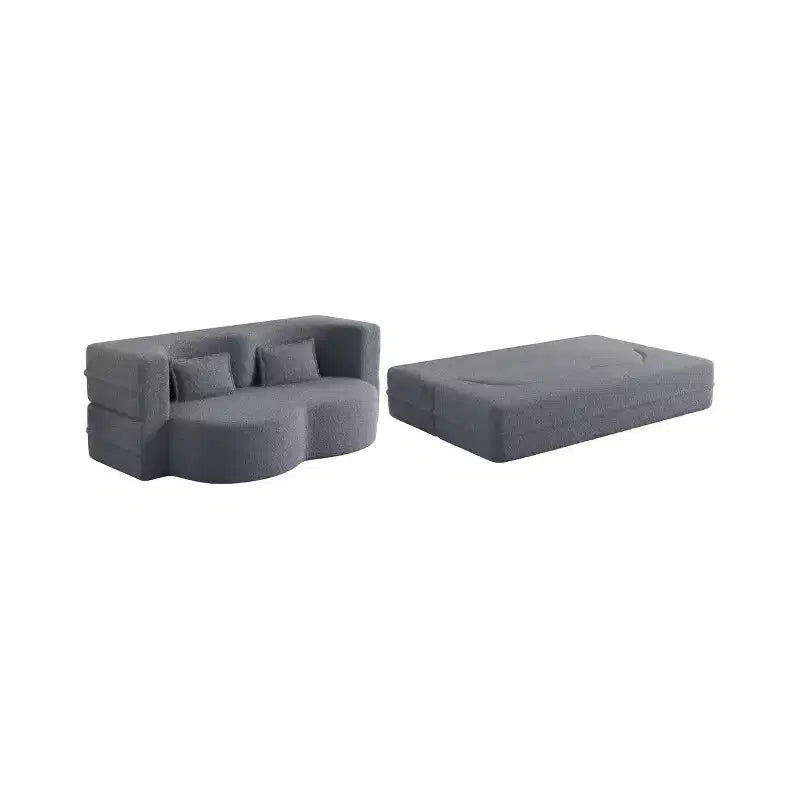 Canapé-lit convertible Boucle Homy Casa avec design incurvé et coussins moelleux, pour salon ou chambre d'amis
