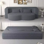Canapé-lit convertible Boucle Homy Casa avec design incurvé et coussins moelleux, pour salon ou chambre d'amis