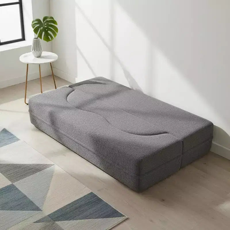 Canapé-lit convertible Boucle Homy Casa avec design incurvé et coussins moelleux, pour salon ou chambre d'amis