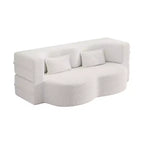 Canapé-lit convertible Boucle Homy Casa avec design incurvé et coussins moelleux, pour salon ou chambre d'amis