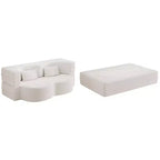 Canapé-lit convertible Boucle Homy Casa avec design incurvé et coussins moelleux, pour salon ou chambre d'amis