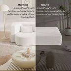 Canapé-lit convertible Boucle Homy Casa avec design incurvé et coussins moelleux, pour salon ou chambre d'amis