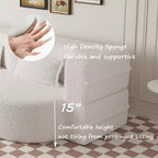 Canapé-lit convertible Boucle Homy Casa avec design incurvé et coussins moelleux, pour salon ou chambre d'amis