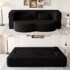Canapé-lit convertible Boucle Homy Casa avec design incurvé et coussins moelleux, pour salon ou chambre d'amis