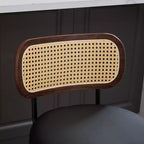 Homy Casa - Ensemble de 3 tabourets de bar pivotants à hauteur de comptoir, dossier en rotin avec assise rembourrée, pieds en bois de noyer, hauteur d'assise de 65 cm