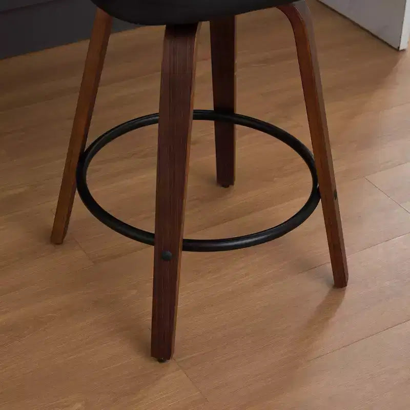 Homy Casa - Ensemble de 3 tabourets de bar pivotants à hauteur de comptoir, dossier en rotin avec assise rembourrée, pieds en bois de noyer, hauteur d'assise de 65 cm
