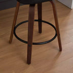 Homy Casa - Ensemble de 3 tabourets de bar pivotants à hauteur de comptoir, dossier en rotin avec assise rembourrée, pieds en bois de noyer, hauteur d'assise de 65 cm