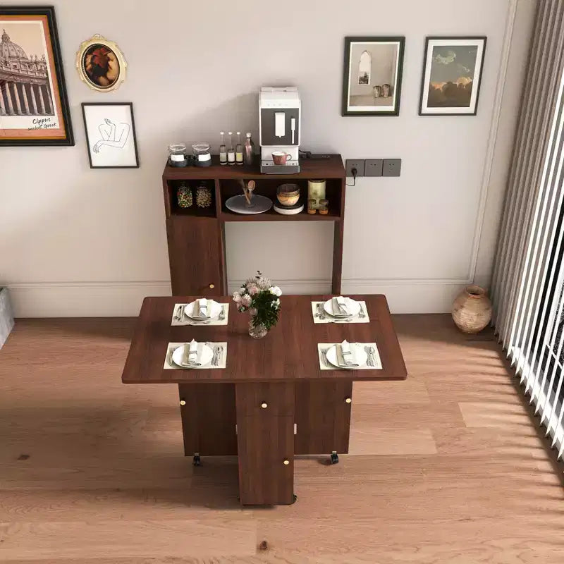 Table à manger pliante peu encombrante avec buffet mural et rangement pour petits espaces, table à manger à abattants