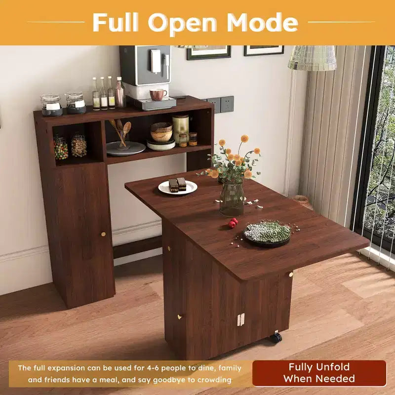 Table à manger pliante peu encombrante avec buffet mural et rangement pour petits espaces, table à manger à abattants