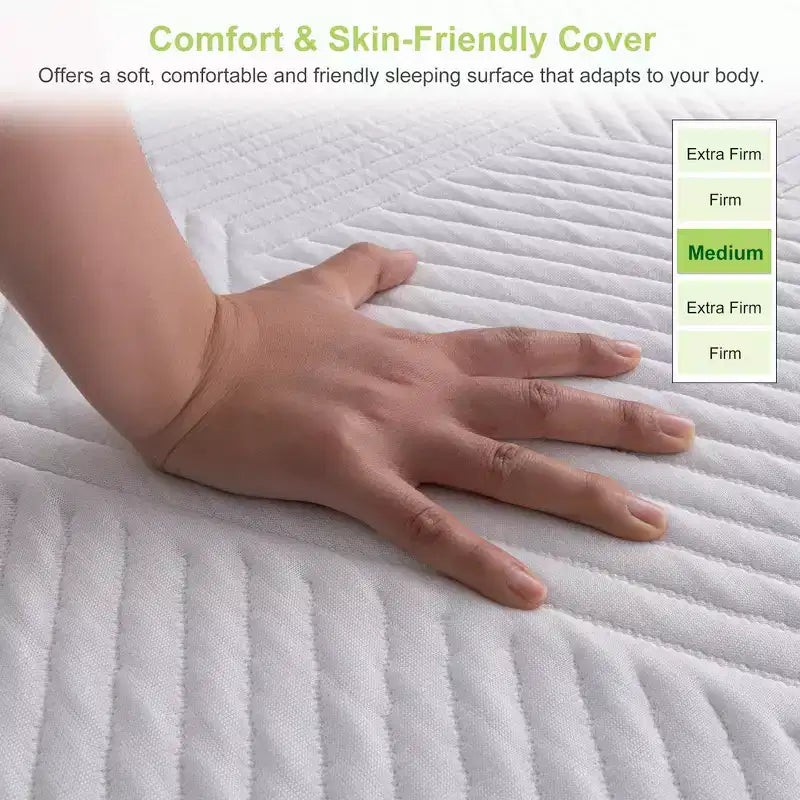 Matelas Wuleitex 10 pouces confortable en mousse à mémoire de forme, matelas à trois couches en mousse respirante de haute qualité, avec housse amovible