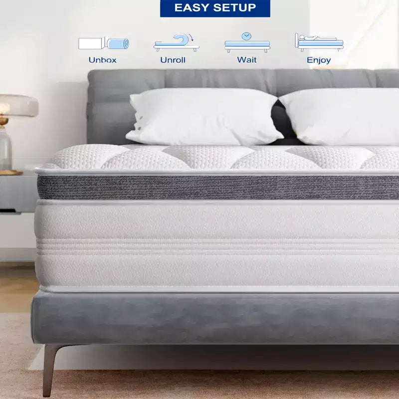 Matelas Wuleitex 10 pouces confortable en mousse à mémoire de forme, matelas à trois couches en mousse respirante de haute qualité, avec housse amovible