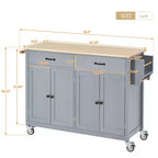 Îlot de cuisine moderne Okak avec abattant et étagères réglables, chariot de cuisine roulant avec roues et tiroirs, table à manger pliante avec armoire de rangement