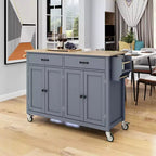 Îlot de cuisine moderne Okak avec abattant et étagères réglables, chariot de cuisine roulant avec roues et tiroirs, table à manger pliante avec armoire de rangement