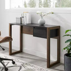 Bureau d'écriture GDFStudio Bellion moderne en bois bicolore avec détails de tiroirs cannelés