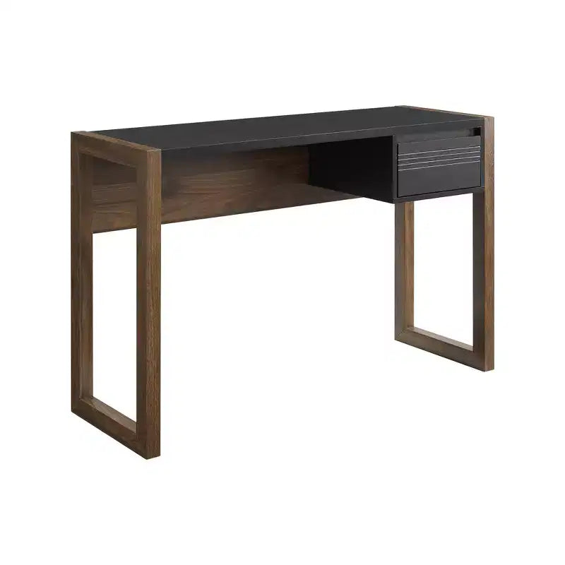 Bureau d'écriture GDFStudio Bellion moderne en bois bicolore avec détails de tiroirs cannelés