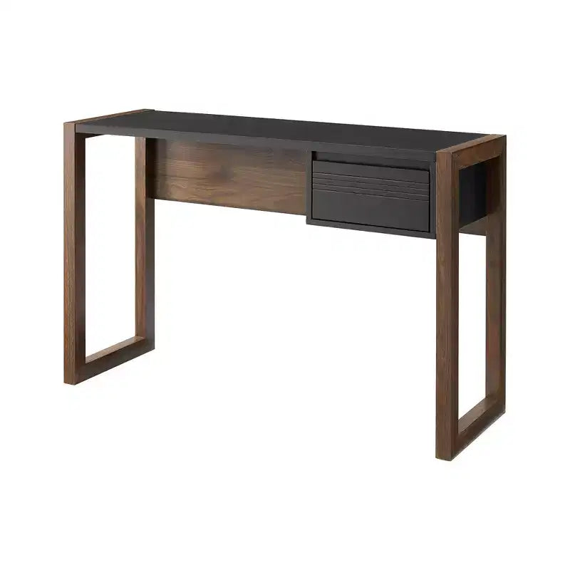 Bureau d'écriture GDFStudio Bellion moderne en bois bicolore avec détails de tiroirs cannelés