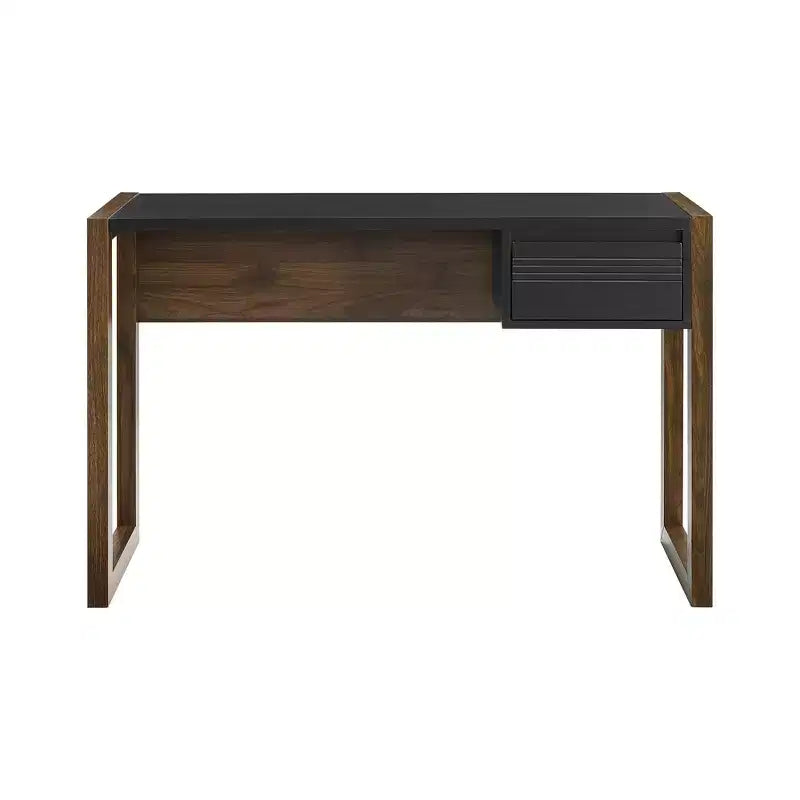 Bureau d'écriture GDFStudio Bellion moderne en bois bicolore avec détails de tiroirs cannelés