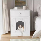 Meuble de litière pour chat avec tiroirs, meuble cache-litière, station de toilettage en bois pour chats pour chambres et salons