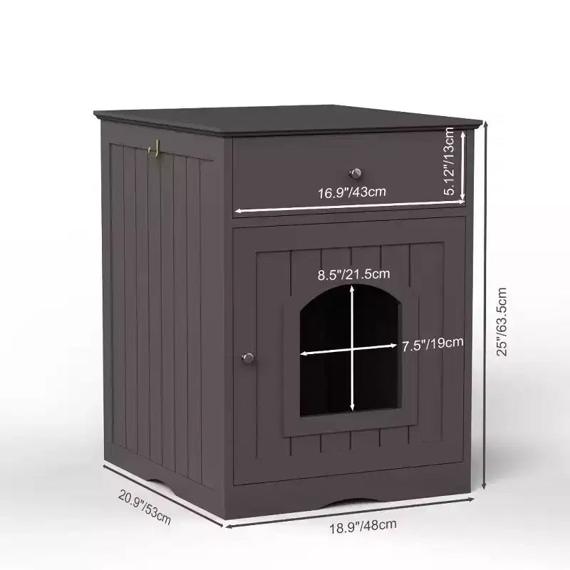 Meuble de litière pour chat avec tiroirs, meuble cache-litière, station de toilettage en bois pour chats pour chambres et salons
