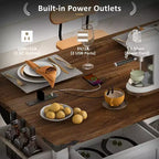 JVNOXK-Îlot de cuisine rustique de 53,7 pouces avec prises électriques, doubles portes coulissantes avec étagères pliantes, étagère à épices sur roulettes, blanc