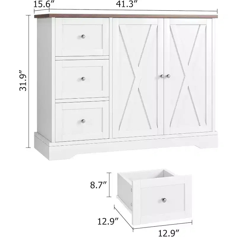 Meuble buffet avec portes, tiroirs, desserte de bar à café de style ferme