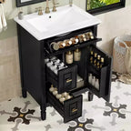 Meuble-lavabo GDFStudio Crystal 24 en bois massif avec évier et étagère réglable