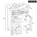 Meuble-lavabo GDFStudio Crystal 24 en bois massif avec évier et étagère réglable