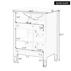 Meuble-lavabo GDFStudio Crystal 24 en bois massif avec évier et étagère réglable