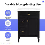 Meuble-lavabo GDFStudio Crystal 24 en bois massif avec évier et étagère réglable