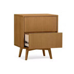Table de chevet à 2 tiroirs Teamson Home Tremolo, style bohème moderne, en bois massif avec façades cannelées contemporaines