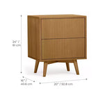 Table de chevet à 2 tiroirs Teamson Home Tremolo, style bohème moderne, en bois massif avec façades cannelées contemporaines