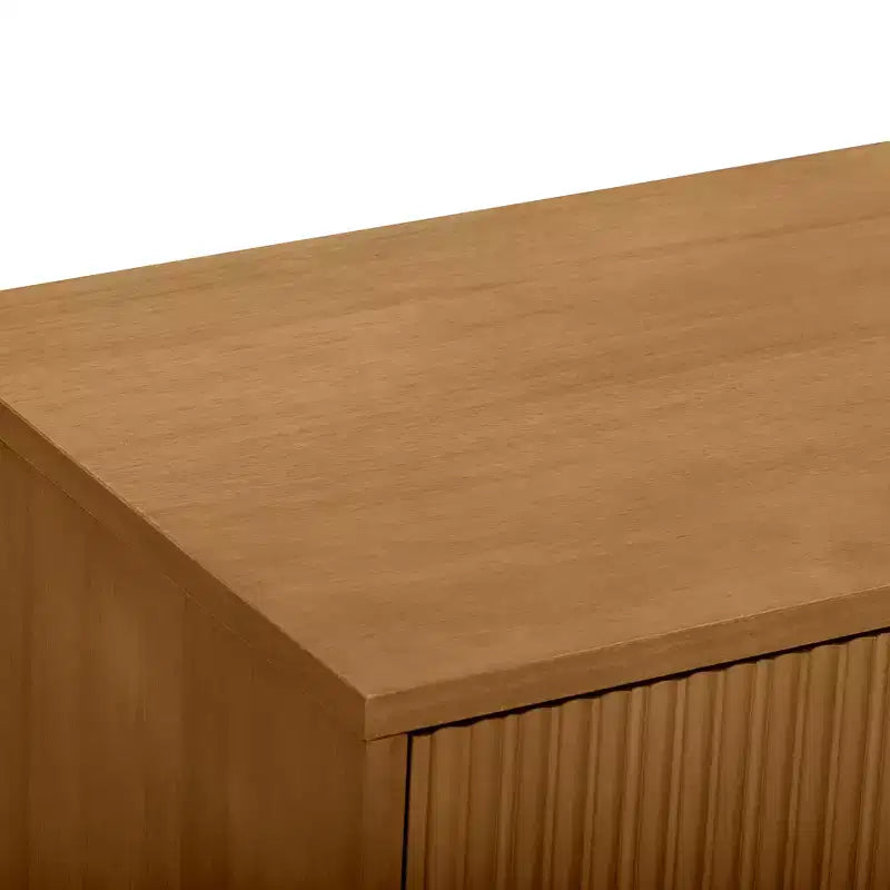 Table de chevet à 2 tiroirs Teamson Home Tremolo, style bohème moderne, en bois massif avec façades cannelées contemporaines