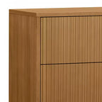 Table de chevet à 2 tiroirs Teamson Home Tremolo, style bohème moderne, en bois massif avec façades cannelées contemporaines