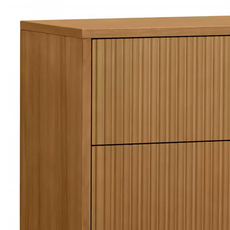 Table de chevet à 2 tiroirs Teamson Home Tremolo, style bohème moderne, en bois massif avec façades cannelées contemporaines
