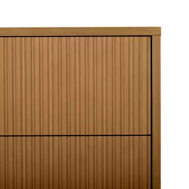 Table de chevet à 2 tiroirs Teamson Home Tremolo, style bohème moderne, en bois massif avec façades cannelées contemporaines