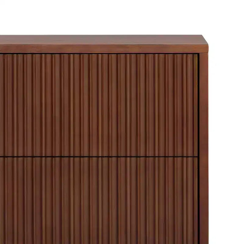 Table de chevet à 2 tiroirs Teamson Home Tremolo, style bohème moderne, en bois massif avec façades cannelées contemporaines