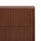 Table de chevet à 2 tiroirs Teamson Home Tremolo, style bohème moderne, en bois massif avec façades cannelées contemporaines
