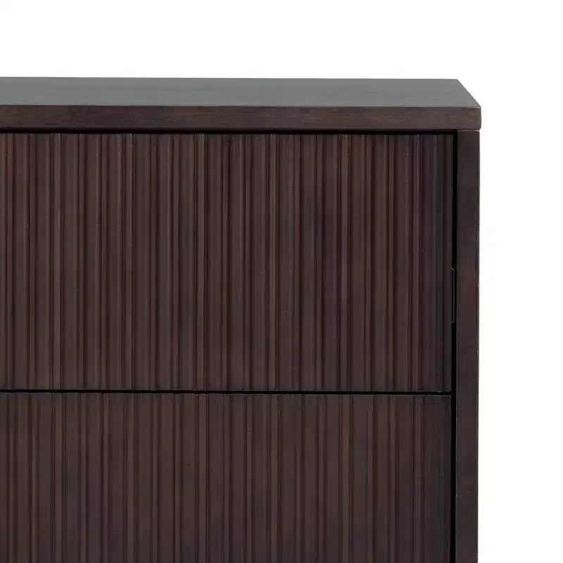 Table de chevet à 2 tiroirs Teamson Home Tremolo, style bohème moderne, en bois massif avec façades cannelées contemporaines