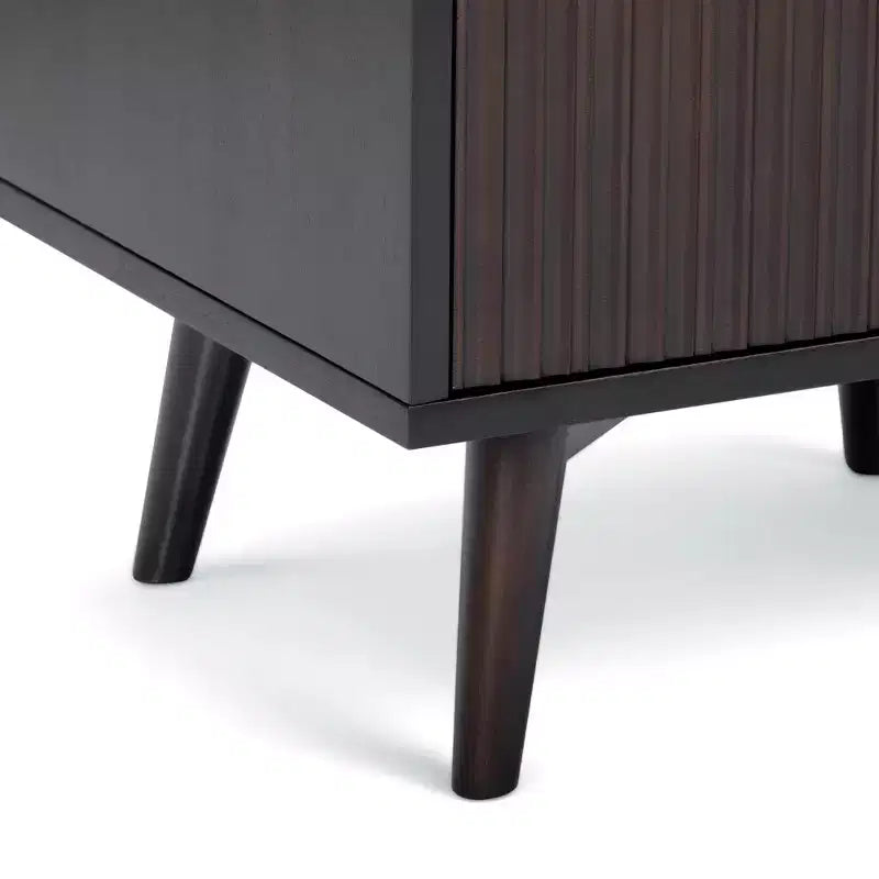 Table de chevet à 2 tiroirs Teamson Home Tremolo, style bohème moderne, en bois massif avec façades cannelées contemporaines