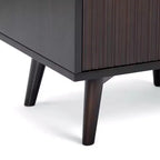 Table de chevet à 2 tiroirs Teamson Home Tremolo, style bohème moderne, en bois massif avec façades cannelées contemporaines