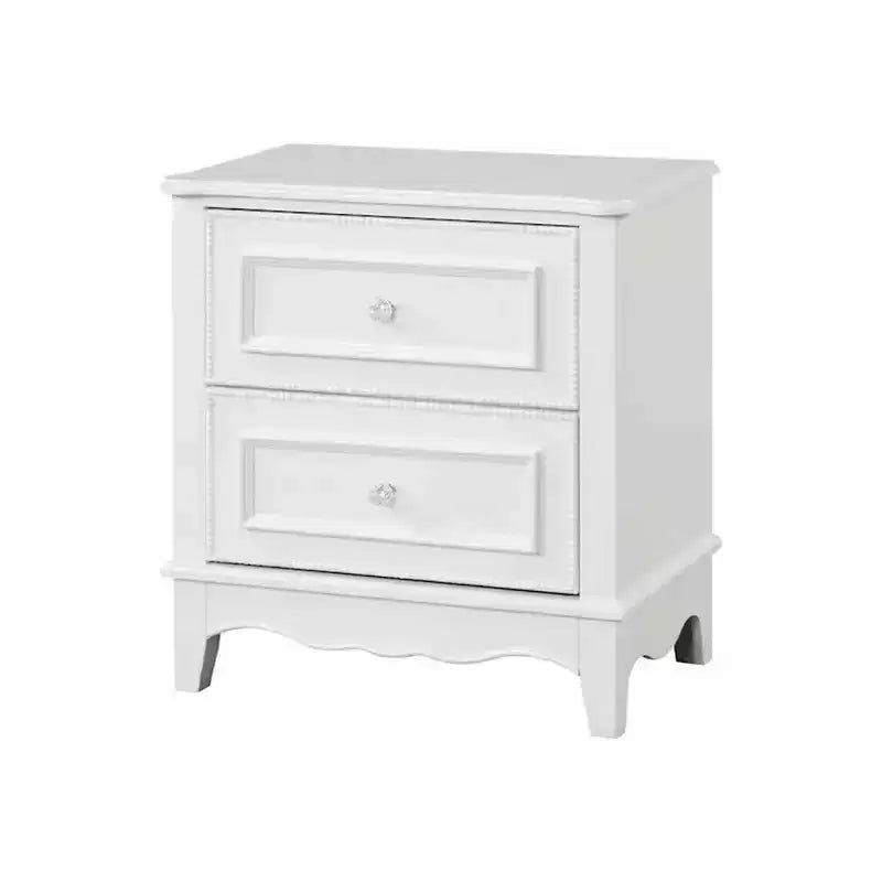 Table de chevet Royal Hampton, 2 tiroirs, cadre moderne en bois massif blanc, 68,6 cm