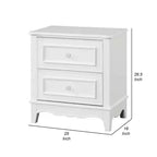 Table de chevet Royal Hampton, 2 tiroirs, cadre moderne en bois massif blanc, 68,6 cm