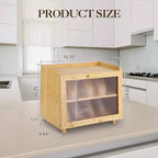 Boîte à pain à 2 niveaux en bambou avec porte en acrylique, bac de rangement pour le pain pour comptoir de cuisine, pour ranger baguettes, pâtisseries et produits de boulangerie