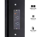 Coiffeuse contemporaine avec tabouret rembourré, miroir coulissant à LED, éclairage tactile 3 couleurs, deux prises secteur et ports de chargement USB