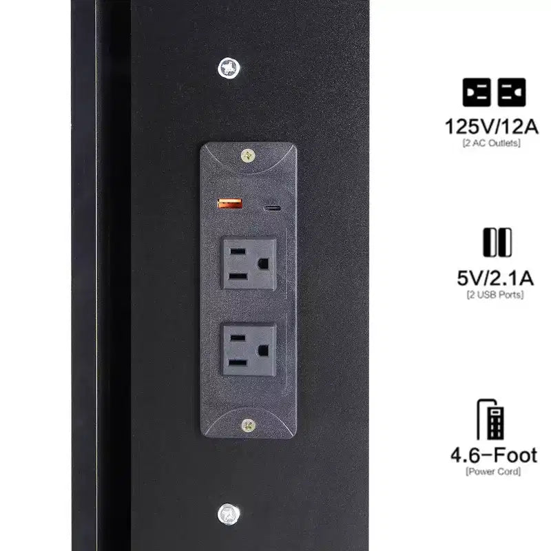 Coiffeuse contemporaine avec tabouret rembourré, miroir coulissant à LED, éclairage tactile 3 couleurs, deux prises secteur et ports de chargement USB