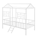 Lit Plateforme en Métal Taille Double Lit Cabane Bas avec Support à Lattes pour Tout-petits Adolescents Garçons Filles