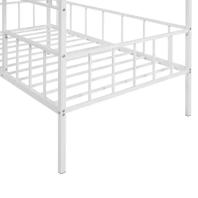 Lit Plateforme en Métal Taille Double Lit Cabane Bas avec Support à Lattes pour Tout-petits Adolescents Garçons Filles
